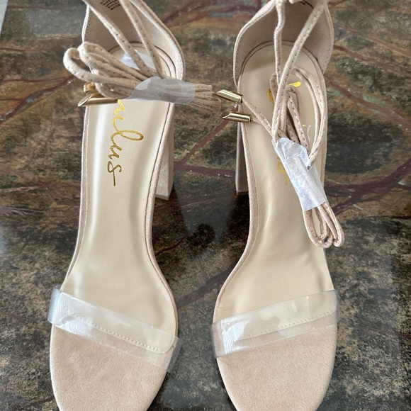 Morrina Natural Suede Lace-Up High Heel Sandals - Picture 3 of 5